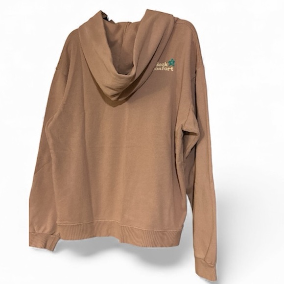 SEEKING COMFORT Pinkish-Brown Over-Sized Hoodie w/ Inspirational Messages - Picture 3 of 3